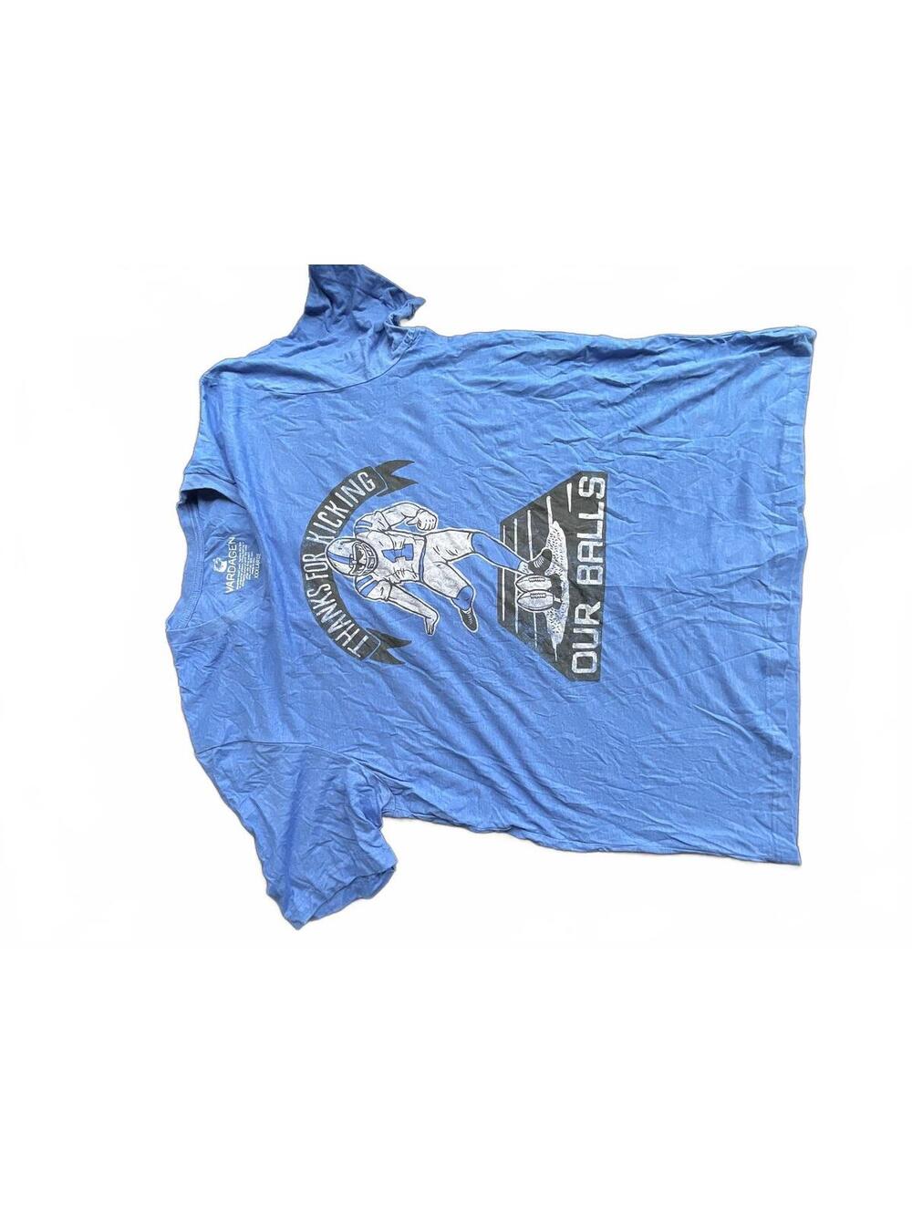 Blue Thanks for Kicking Our Balls graphic T shirt